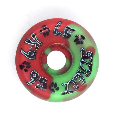 Dogtown K9 Street / Freestyle skateboard wheels 57mm 95a - RED GREEN SWIRL