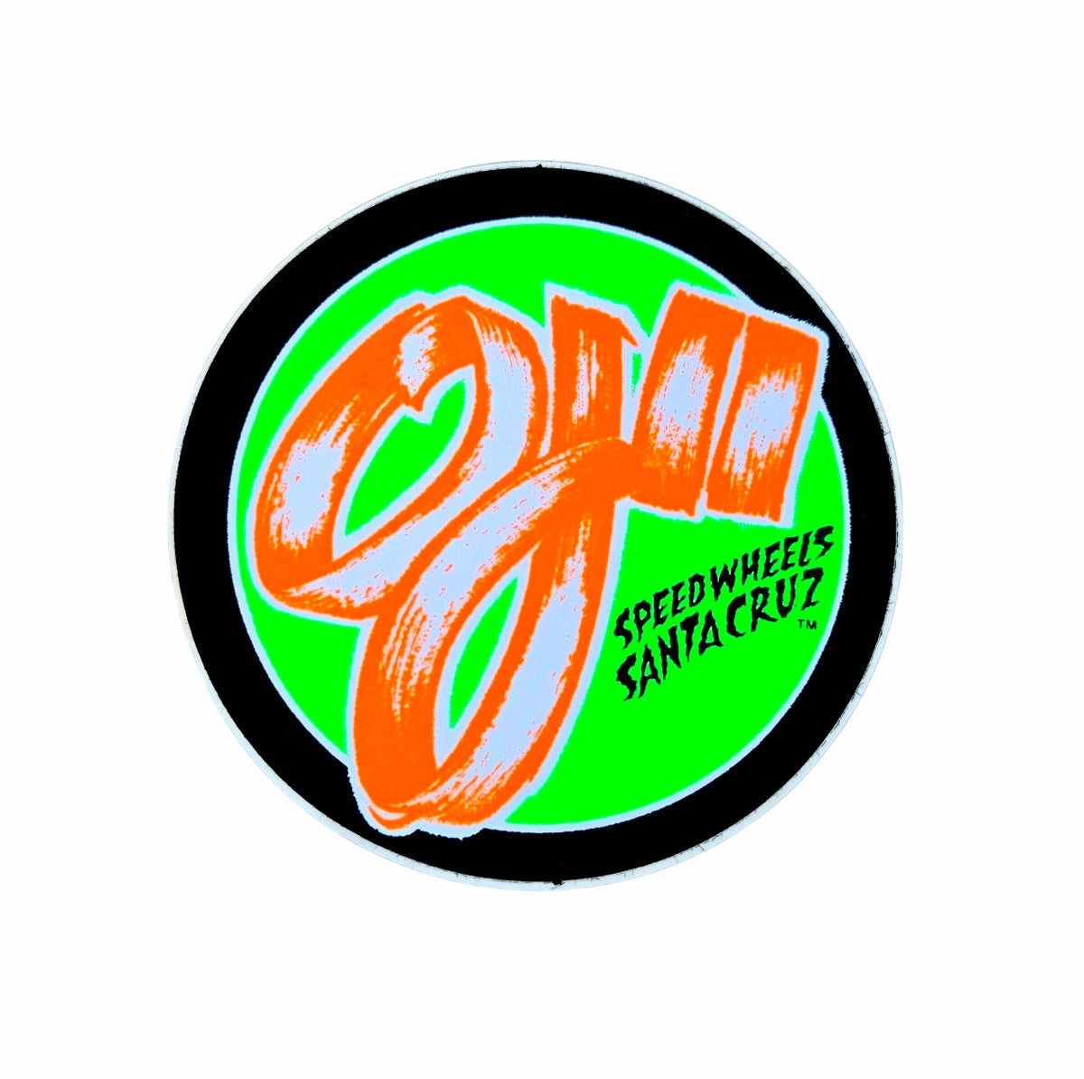 Vintage 80s Santa Cruz OJ II SPEED WHEELS STICKER - NEON ORANGE