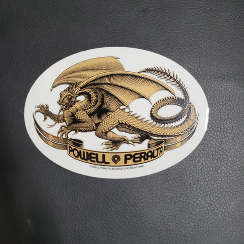 Powell Peralta Classic Oval Dragon sticker GOLD