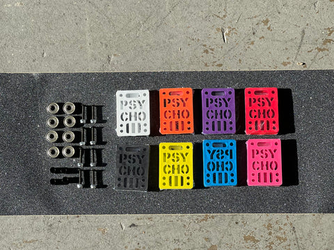 COMPLETE SKATEBOARD KIT: BEARINGS + 11" GRIP + 1/4" RISERS + HARDWARE