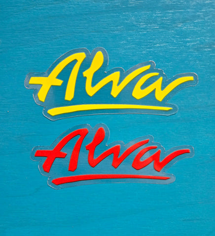 ALVA Classic Logo sticker pack - RED and YELLOW  / CLEAR BACK (2 pc)