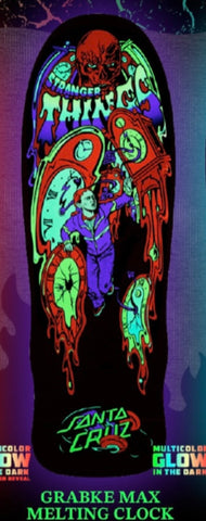 Santa Cruz X Stranger Things MAX Claus Clock Skateboard GLOW Deck