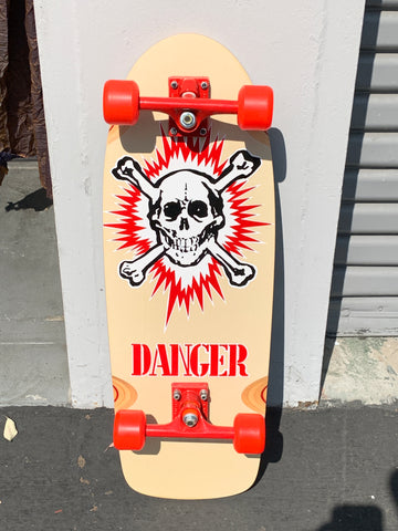 VINTAGE 1980s Sure Grip DANGER skateboard complete - NATURAL