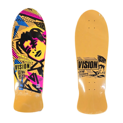 VISION GONZ reissue Skateboard deck - YELLOW (BLACK HAIR PINK EYES YELLOW FACE)