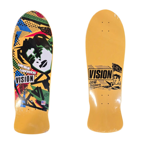 VISION GONZ reissue Skateboard deck - YELLOW (BLACK HAIR GREEN EYES)