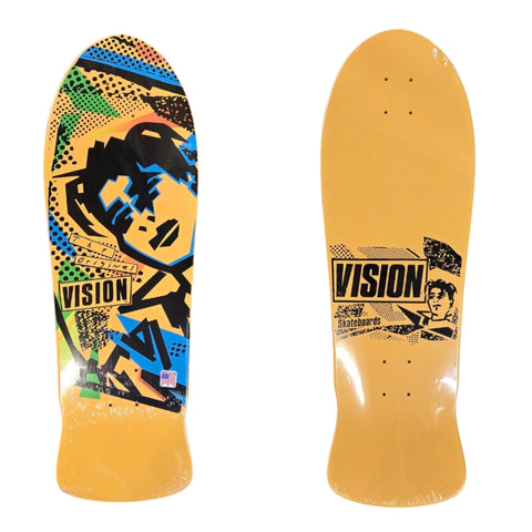 VISION GONZ reissue Skateboard deck - YELLOW (BLACK HAIR BLUE EYES)