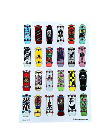 Classic 80s Skateboards sticker sheet (24 stickers) - LARGE SHEET