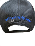 SK8SUPPLY Wes Humpston Skull Logo UPGRADED TRUCKER snap back hat - BLACK BLUE