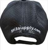 SK8SUPPLY Wes Humpston Skull Logo UPGRADED TRUCKER snap back hat - BLACK WHITE