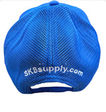 SK8SUPPLY Wes Humpston Skull Logo UPGRADED TRUCKER snap back hat - BLUE WHITE