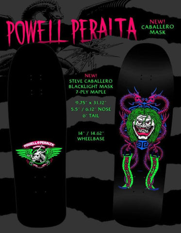 *Pre-Order Powell Peralta Caballero Mask Skateboard - BLACK LIGHT