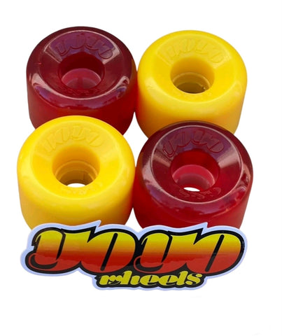 G&S YoYo Yellow and Red Mix Radius Back Skateboard Wheels 63mm 82a/86a