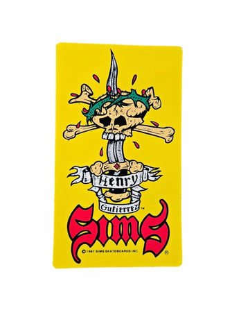 Vintage 80s SIMS Henry Gutierrez STICKER - GLOSS YELLOW