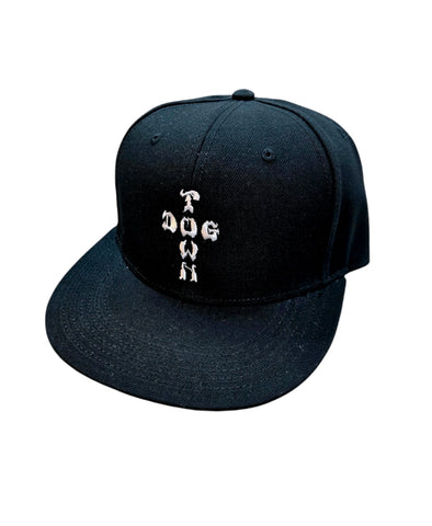 Dogtown Full Canvas Embroidered Snap Back hat CROSS LOGO - BLACK