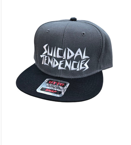 Dogtown / Suicidal Tendencies Full Canvas Embroidered Snap Back hat  - GREY (blk bill)