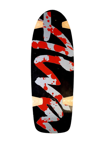 ALVA Splatter Skateboard Deck - BLACK / RED / SILVER