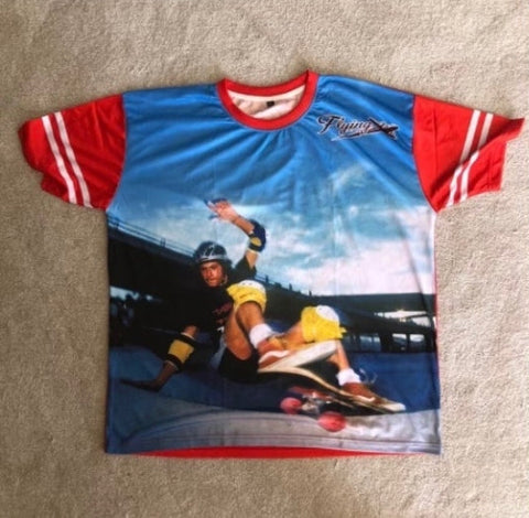Flying Aces Dennis Martinez Graphic Skateboard shirt - Oasis Layback RED 2XL