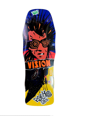 Vision PSYCHO STICK Modern Concave skateboard deck - DEEP BLUE / YELLOW
