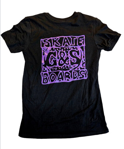 G&S Gordon and Smith Skateboards T- shirt SMALL - BLACK PURPLE