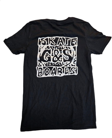 G&S Gordon and Smith Skateboards T- shirt SMALL -BLACK WHITE