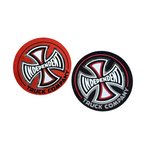 VINTAGE Independent Trucks 3.5" ROUND Sticker Pack (2) - BLACK and RED FOIL