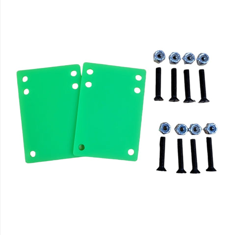1/8" Lime Green Soft Silicone Riser Pads + 1 1/8" Hardware