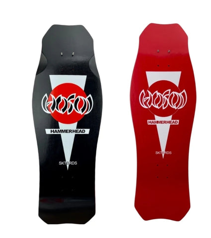 DOUBLE TAKE 2 SIDED HOSOI w/Klear Grip  Hammerhead reissue skateboard Deck - RED/BLACK –10.5 X 31