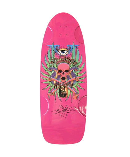 NOS signed Wes Humpston BDS SKULL AND DRAGONS skateboard deck - CAR PAINT PINK