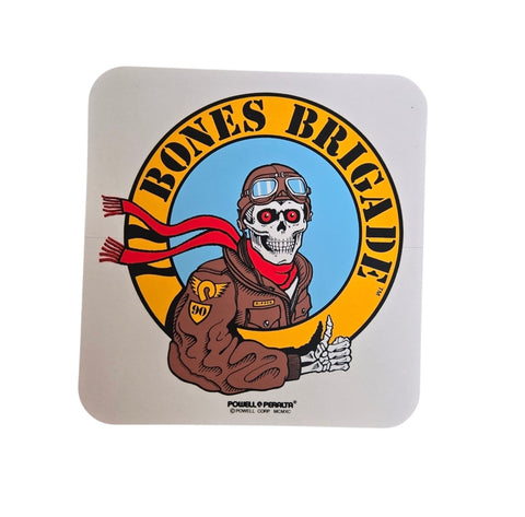 Powell Peralta BONES BRIGADE Pilot Sticker - CLEAR BACK