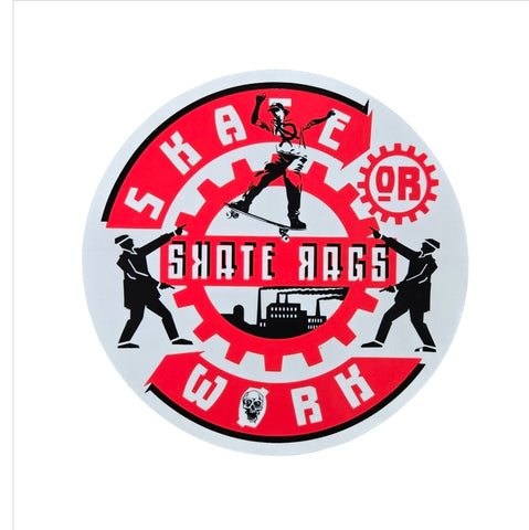 Vintage 80s Skate Rags STICKER - Large Round