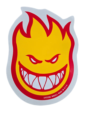 9"x12" Vintage Spitfire Wheels Big Head Sticker Large - YELLOW RED
