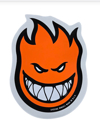 9"x12" Vintage Spitfire Wheels Big Head Sticker Large - ORANGE BLACK