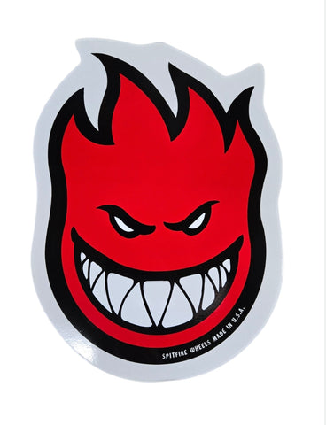 9"x12" Vintage Spitfire Wheels Big Head Sticker Large - RED BLACK