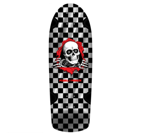 Powell Peralta Checkered Ripper Skateboard - SILVER FOIL