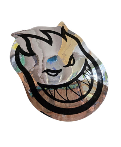 9"x12" Vintage Spitfire Wheels Big Head Sticker Large - CHROME MIRROR FOIL