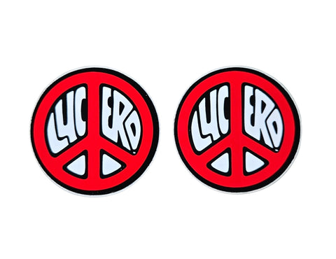 Vintage 80s John Lucero PEACE STICKER SET of 2 - RED