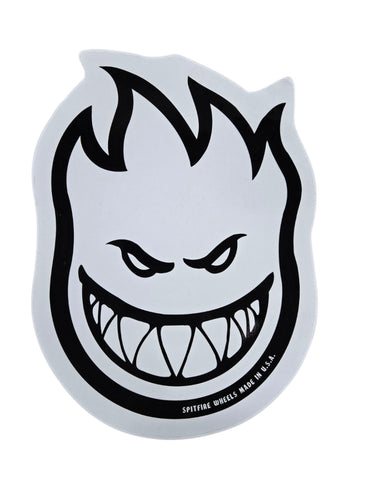 9"x12" Vintage Spitfire Wheels Big Head Sticker LARGE - BLACK CLEAR