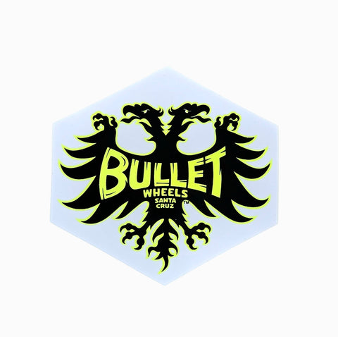 2.75" Vintage 80s Santa Cruz BULLET WHEELS STICKER - WHITE NEON YELLOW