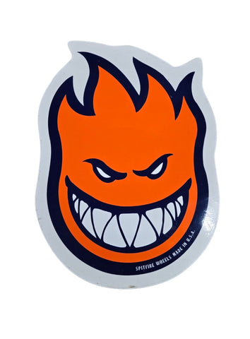 9"x12" Vintage Spitfire Wheels Big Head Sticker Large - ORANGE NAVY