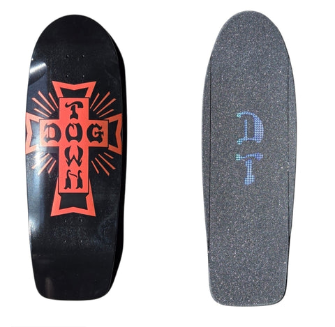 DogTown Cross 10” Skateboard Deck with CUSTOM DT Grip - BLACK RED