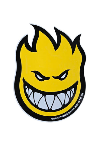 4.5" x 6" Vintage Spitfire Wheels Big Head Sticker - YELLOW