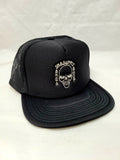 SK8SUPPLY Wes Humpston Skull Logo TRUCKER snap back hat - BLACK SILVER