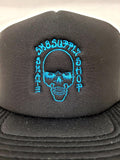SK8SUPPLY Wes Humpston Skull Logo TRUCKER snap back hat - BLACK BLUE