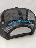SK8SUPPLY Wes Humpston Skull Logo TRUCKER snap back hat - BLACK SILVER