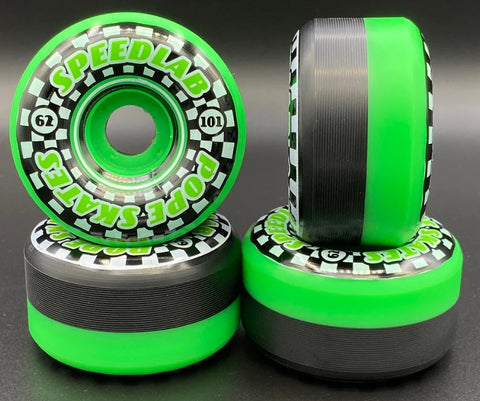 SpeedLab Speedsters Skateboard Wheels 62mm 101a - GREEN BLACK 2 TONE